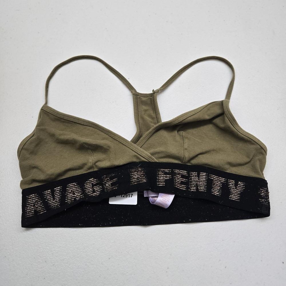 Savage X Fenty Women Bra Small Green Bralette Wireless Jersey‎ Racerback